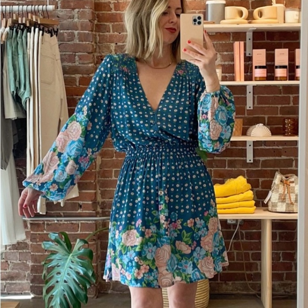Spell Yellow Rose Cornflower Short Dress - Picture 6 of 6
